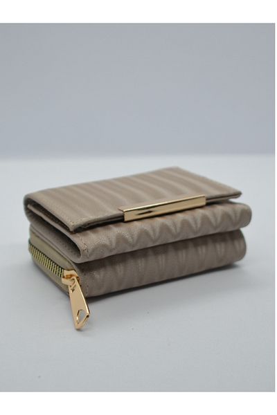 AWOSA Women's Cream Zippered Small Wallet