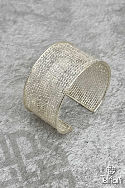 telkari sarayı Örgü Model Motifli El İşçilikli Gümüş Midyat Telkari Bilezik