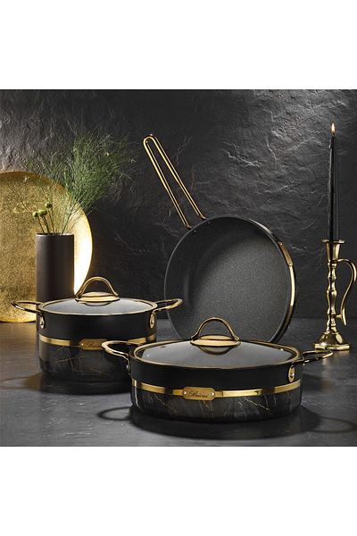 Brioni Selection Plus 24 cm Non-Flammable Non-Stick Black Granite Flat Rice Pot