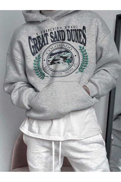 YUVEST Blackrock unisex majica sa kapuljačom Great Sand Dunes Štampano sive b...