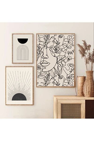 woodhomeworks Ahşap 3'li Dekoratif Soyut Tablo