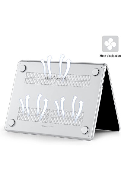 m.tk moveteck Macbook Air 15 inç M2 Kılıf 360 Derece Şeffaf Parlak Tam Korumalı Crystal Kapak A2941 2023