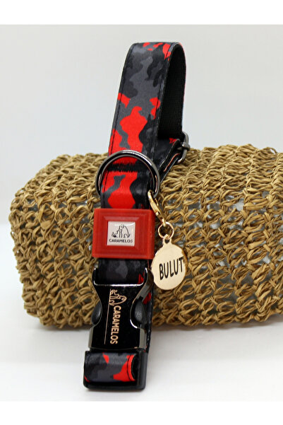 CARAMELOS İSİMLİ- KÜNYELİ AYARLANABİLİR KÖPEK BOYUN TASMASI 2,5 CM