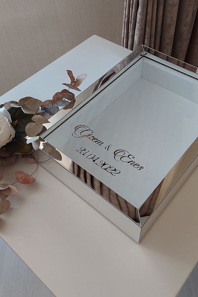 Verda Çerçeve 25x35 Cm Adancime Argintiu Trandafir Design Rama fara LED! Cadru de memorie Rose Box! Nume și data cadou