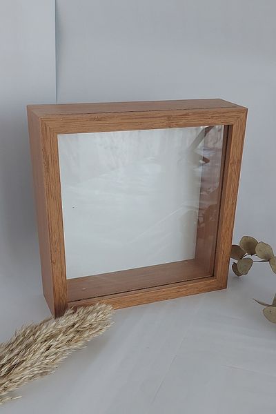 Verda Çerçeve 25x25 cm Bamboo Deep Memory Frame - 6 cm Depth Memory Frame Rose Box!Hkm Commerce