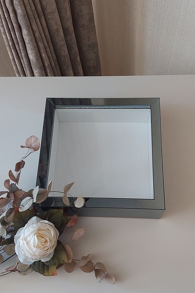 Verda Çerçeve 25x25 cm Smoked Deep Memory Frame - 6 cm Depth Memory Frame Rose Box!Hkm Commerce