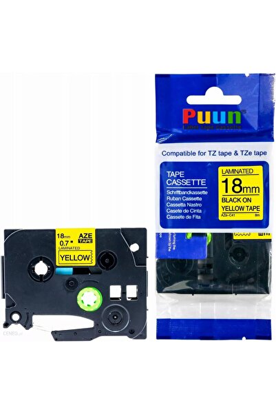 PUUN Brother P-Touch TZE-C41 18mm X 8m Highlighter žuta na crnoj kompatibilno...