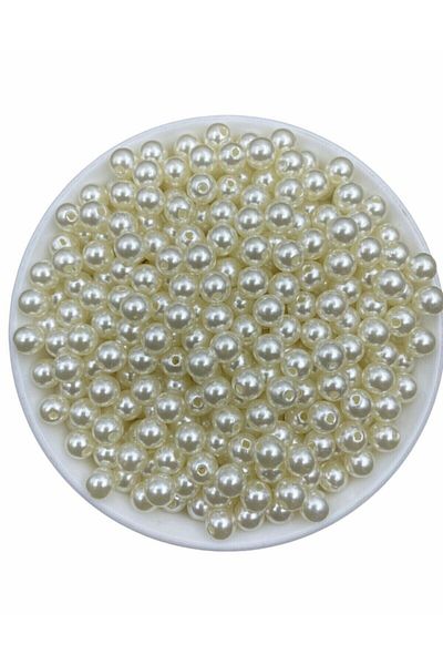 Hayalperest boncuk 500 Gram 8mm Cream Color Plastic Perforated Pearl