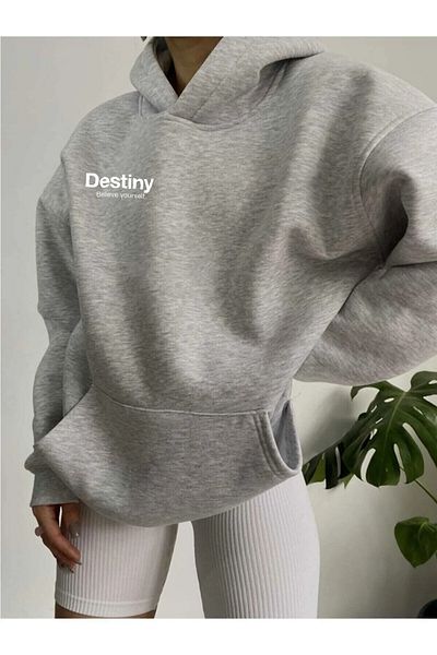 Papatya Γκρι Destiny Design Φούτερ με στάμπα μεγάλου μεγέθους