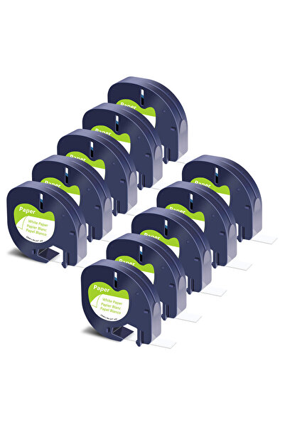 PUUN Bandă echivalentă Dymo LetraTag 59421 721510 Etichetă de hârtie albă pe negru 12 mm X 4 m 10 buc.