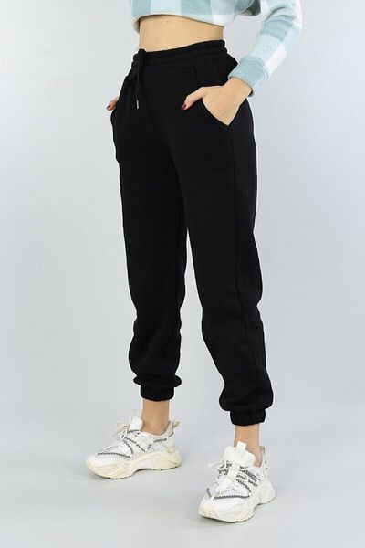 Papatya Dámské černé tepláky Jogger Plus Size s vysokým pasem