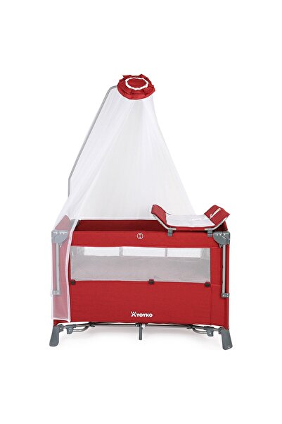 YOYKO Exclusive Comfort 8 in 1 Anne Yanı Park Yatak Oyun Parkı 70x110 - Bordo