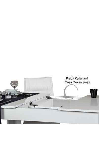 PASİFİC HOME Oblo Açılır Yemek Masası Parlak Beyaz
