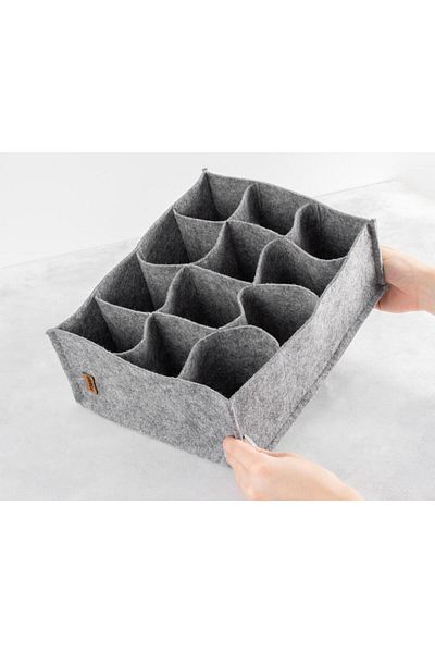 tAAlu 1 Piece Felt 12 Compartment Anthracite Drawer Organizer