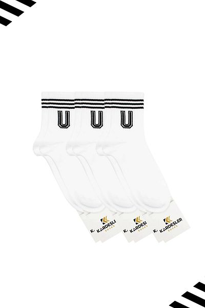 KARDEŞLER ÇORAP Унисекс тенис чорапи с шарка на буквата U (LETTER SOCKS) 3 чифта