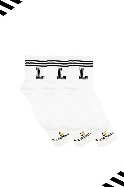KARDEŞLER ÇORAP Unisex Κάλτσες τένις με μοτίβο L Letter (LETTERS SOCKS) 3 ζευγάρια