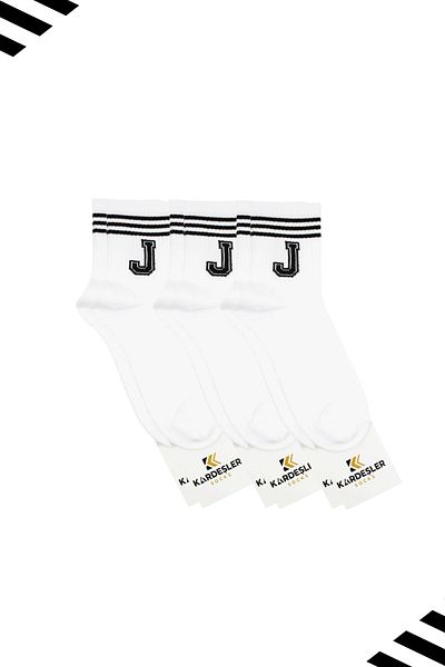 KARDEŞLER ÇORAP Унисекс тенис чорапи с шарка на буквата J (LETTER SOCKS) 3 чифта