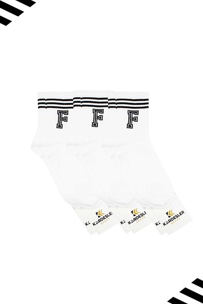 KARDEŞLER ÇORAP Унисекс тенис чорапи с шарка на буквата F (LETTER SOCKS) 3 чифта