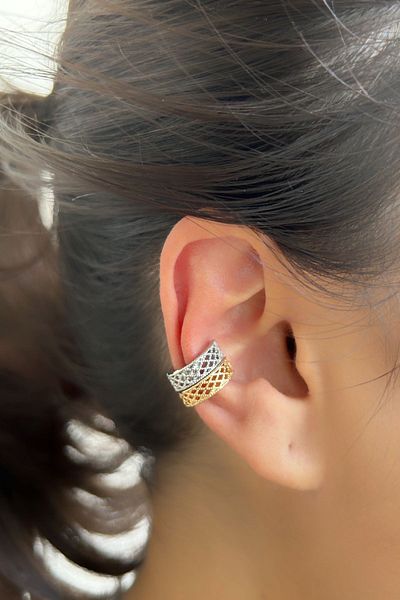 axexuar 316L STEEL GLOSS SILVER GREY YELLOW COLORED STRAWBERRY EARRING COMPRESSION STIMMING LIP TASTE