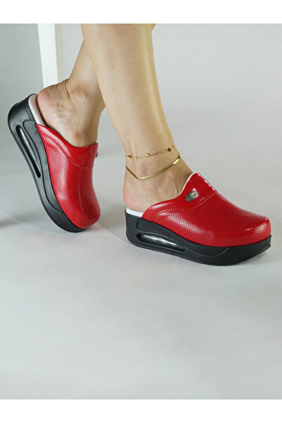 Colour Suit Kırmızı , Siyah Airmax Taban Ortopedik, Doktor, Hemşire, Aşçı, Dişçi Sabo Terlik