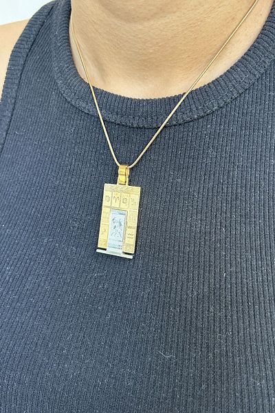axexuar 316L REAL STEEL GOLD YELLOW ZODIAC HOROSCOPE NECKLACE WOMEN MEN'S TABLET MEDALION NECKLACE UNTARKEN