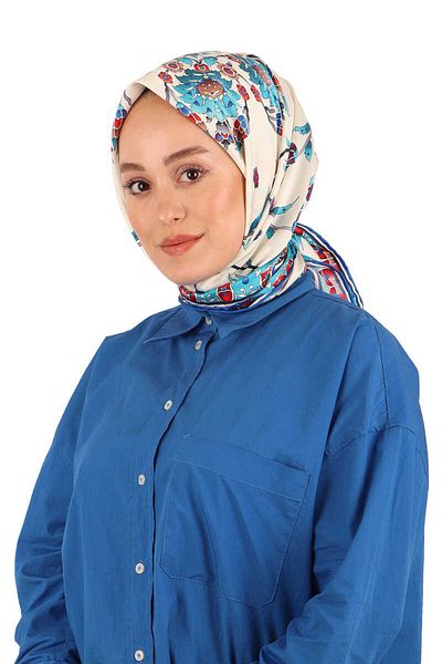 Bursa İpek Eșarfă mătăsoasă cu model de lalele Blue Row