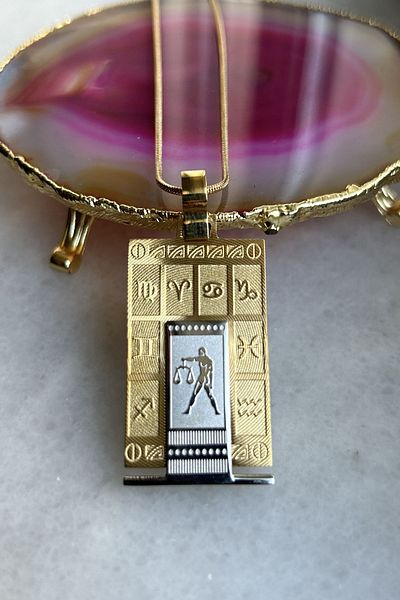 axexuar 316L REAL STEEL GOLD YELLOW ZODIAC HOROSCOPE NECKLACE WOMEN MEN'S TABLET MEDALION NECKLACE UNTARKEN