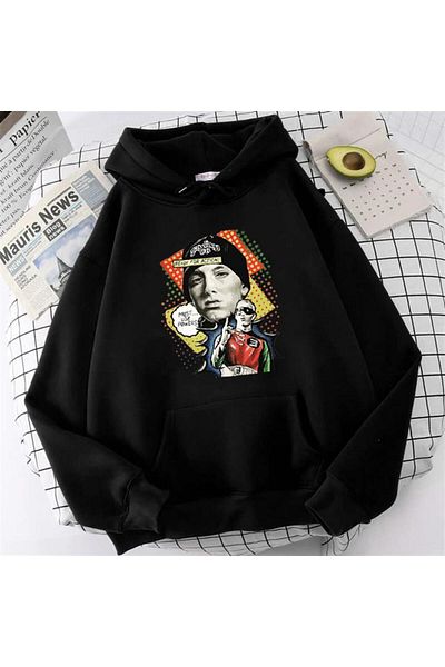 Touz Έτοιμο για δράση με στάμπα μαύρο μπλουζάκι Unisex Oversize με κουκούλα