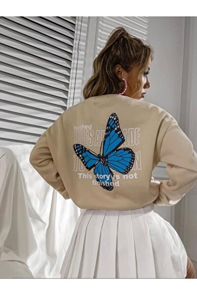 BENROMA Φούτερ με στάμπα πεταλούδας με χτενισμένο βαμβάκι 3 νημάτων, υπερμεγέθη