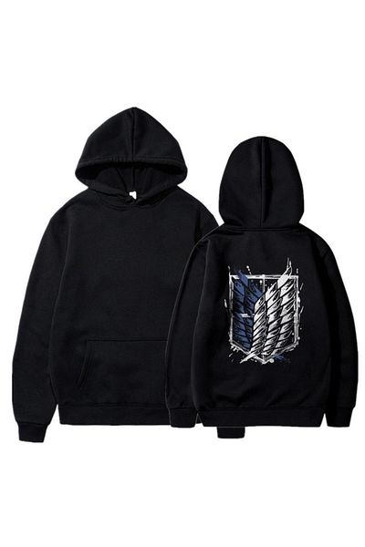 Touz Moda Φούτερ με στάμπα στην πλάτη Μαύρο Unisex Oversize με κουκούλα