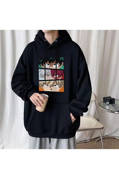 Touz Moda dompuleri fashion My Hero Academia Eyes με εμπριμέ μαύρο φούτερ με κουκούλα Unisex