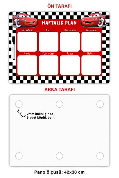 Copyrite Car Weekly Planner Writable and Erasable (42x30) Lesson, Routine Planning Wall Board
