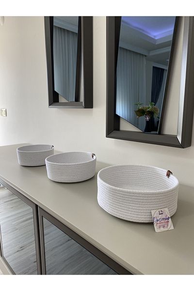 decorium pleksi Ψάθινο κουτί αποθήκευσης πολλαπλών χρήσεων, Organizer, Οργανωμένο φυσικό λευκό καλάθι πολλαπλών χρήσεων.