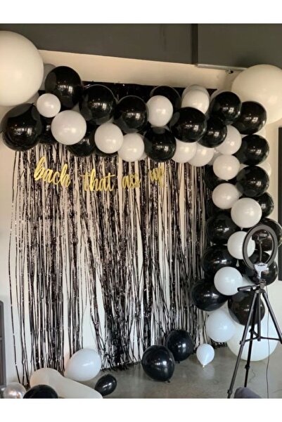 MERİ PARTİ SİYAH BEYAZ BALON ZİNCİR SET DOĞUM GÜNÜ ÖZEL GÜN SÜSLEMELERİ PARTİ...
