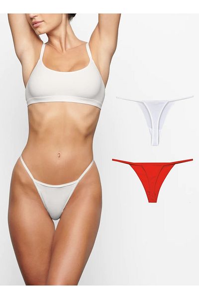 yokyokcollection Gecko Women's String Thong - 2 Pack with String Elastic