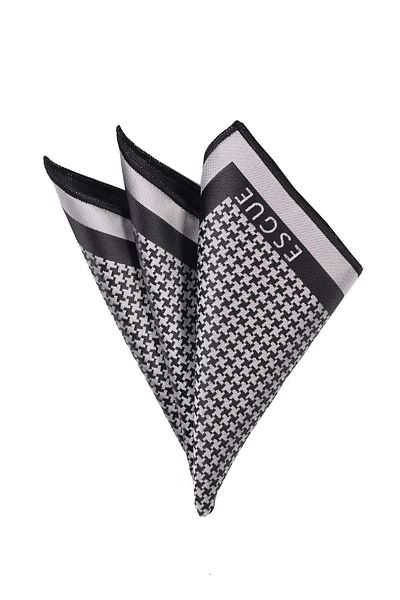 Esgue Black White Patterned Collar Pocket Handkerchief