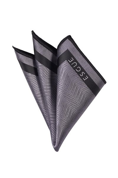Esgue Grey Patterned Collar Pocket Handkerchief