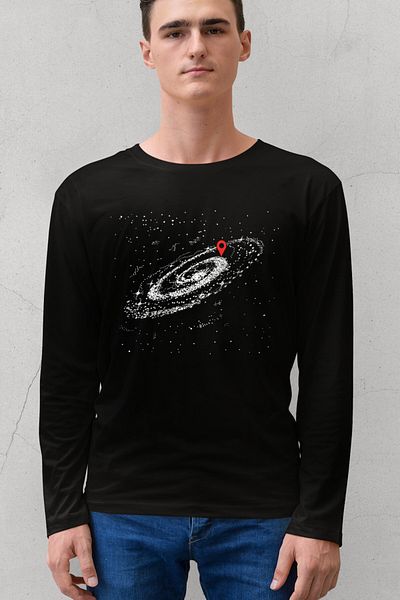 ROCKANDROLL Tricou pentru bărbați, din bumbac pieptănat, cu mânecă lungă și cu gât negru