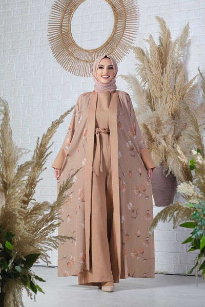 Bym Fashion Σχέδιο Abaya Απλή Τσέπη Λεπτομέρεια Ζώνη Μηδενικό Σετ Ολόσωμη φόρμα 8312 Ταν