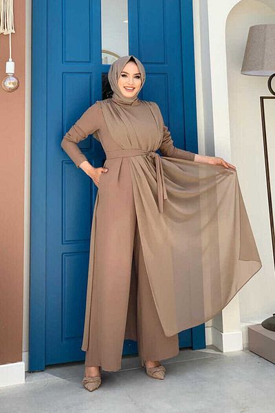 Bym Fashion Ολόσωμη φόρμα με ζώνη σιφόν λεπτομέρειας 3330 Mink