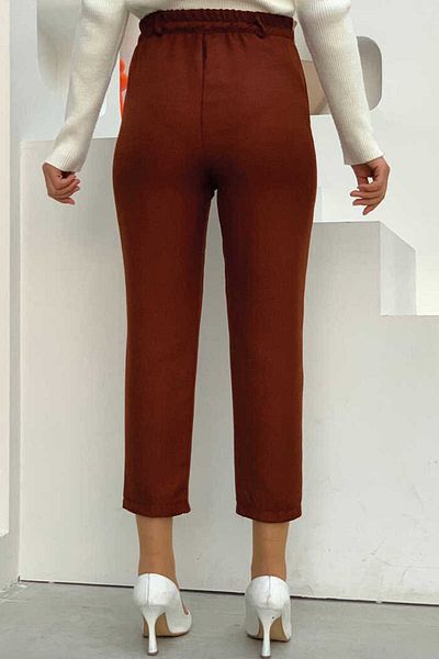 Bym Fashion Zippered Pocket Detailed Pencil Pants 0255 Tile