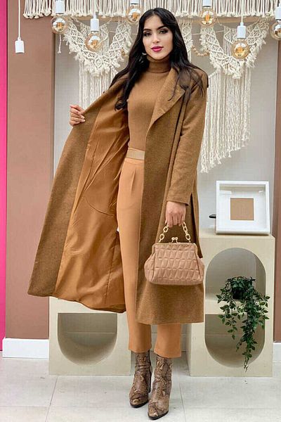 Bym Fashion 7519 Stamp Coat Tan