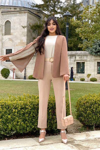 Bym Fashion Μπουφάν με μανδύα με μονόχρωμη επένδυση 7666 Mink