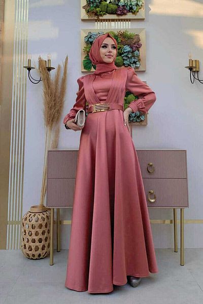 Bym Fashion Brustteil, Faltenband-Detail, Taillengürtel, Accessoire, Abendkleid 3792, getrocknete Rose