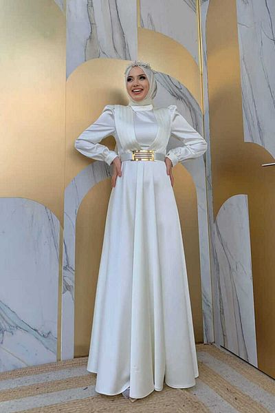 Bym Fashion Brustteil, gefaltetes Banddetail, Taillengürtel, Zubehör für Abendkleid 3792 Ecru