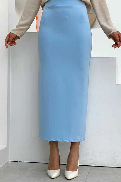 Bym Fashion Fustă creion din Lycra cu talie elastică 1074 Baby Blue