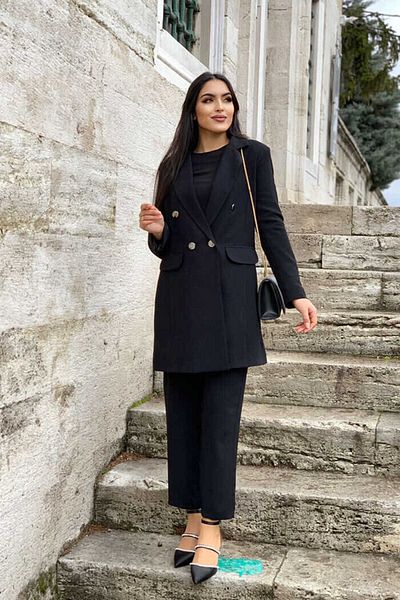 Bym Fashion Σετ κοντό σακάκι με κουμπιά 8352 μαύρο