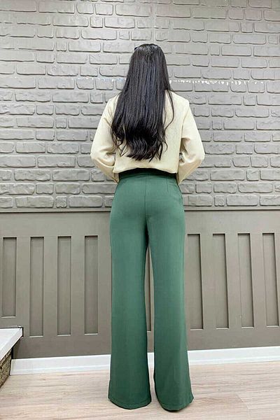 Bym Fashion Zippered Slit Detailed Pocketed Crepe Trousers 0271 Mint