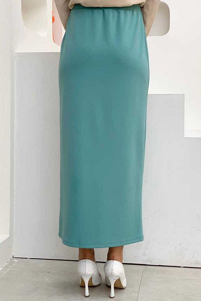 Bym Fashion Lycra Pencil Skirt with Elastic Waist 1074 Mint