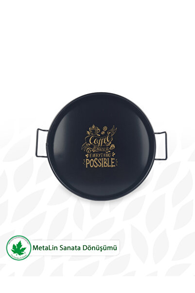 linmetal Tel Kulplu Metal Servis Tepsisi 26cm (COFFEE MAKES EVERYTHİNG POSSİB...